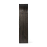 Featuring Hepburn Dark Anthracite Oak Veneer Cabinet by Four Hands at Amethyst Home. Beautifully arched with a flush plinth base, a versatile oak cabinet features a dark, rich finish. With generous interior shelving, a tempered glass front allows you to showcase favorite books and treasures — letting anyone who enters your space know exactly who you are.. Amethyst Home provides interior design, new home construction design consulting, vintage area rugs, and lighting in the Laguna Beach metro area.