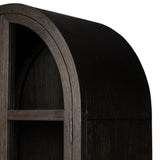 Featuring Hepburn Dark Anthracite Oak Veneer Cabinet by Four Hands at Amethyst Home. Beautifully arched with a flush plinth base, a versatile oak cabinet features a dark, rich finish. With generous interior shelving, a tempered glass front allows you to showcase favorite books and treasures — letting anyone who enters your space know exactly who you ar. Amethyst Home provides interior design, new home construction design consulting, vintage area rugs, and lighting in the Salt Lake City metro area.