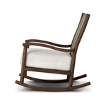 Bring the antique look to the outdoors with this vintage-style outdoor rocking chair. Paired back details let the FSC®-certified teak frame, crosshatch cane panel back and sink-in cushioned seat tell a story of comfort and character. Cover or store inside during inclement weather and when not in use. Amethyst Home provides interior design, new home construction design consulting, vintage area rugs, and lighting in the Winter Garden metro area.