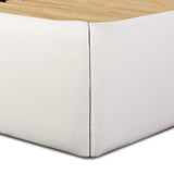 Angled wings anchor the sides of this reimagined shelter bed, grounding an upholstered bed frame. Off-white Crypton® performance fabric covers all-around cushioning. Crypton® performance fabric is specially engineered for protection against stains, moisture and odor Amethyst Home provides interior design, new home construction design consulting, vintage area rugs, and lighting in the Newport Beach metro area.