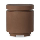 This outdoor propane tank enclosure pairs with fire tables for a clean, seamless look. Made from glass-reinforced concrete, each piece is naturally finished with deep tones of pewter and dark grey. It can act as an end table with its lid on, and has cutouts at the base for hose attachments. Amethyst Home provides interior design, new home construction design consulting, vintage area rugs, and lighting in the Des Moines metro area.