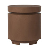 This outdoor propane tank enclosure pairs with fire tables for a clean, seamless look. Made from glass-reinforced concrete, each piece is naturally finished with deep tones of pewter and dark grey. It can act as an end table with its lid on, and has cutouts at the base for hose attachments. Amethyst Home provides interior design, new home construction design consulting, vintage area rugs, and lighting in the Newport Beach metro area.