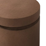 This outdoor propane tank enclosure pairs with fire tables for a clean, seamless look. Made from glass-reinforced concrete, each piece is naturally finished with deep tones of pewter and dark grey. It can act as an end table with its lid on, and has cutouts at the base for hose attachments. Amethyst Home provides interior design, new home construction design consulting, vintage area rugs, and lighting in the Park City metro area.