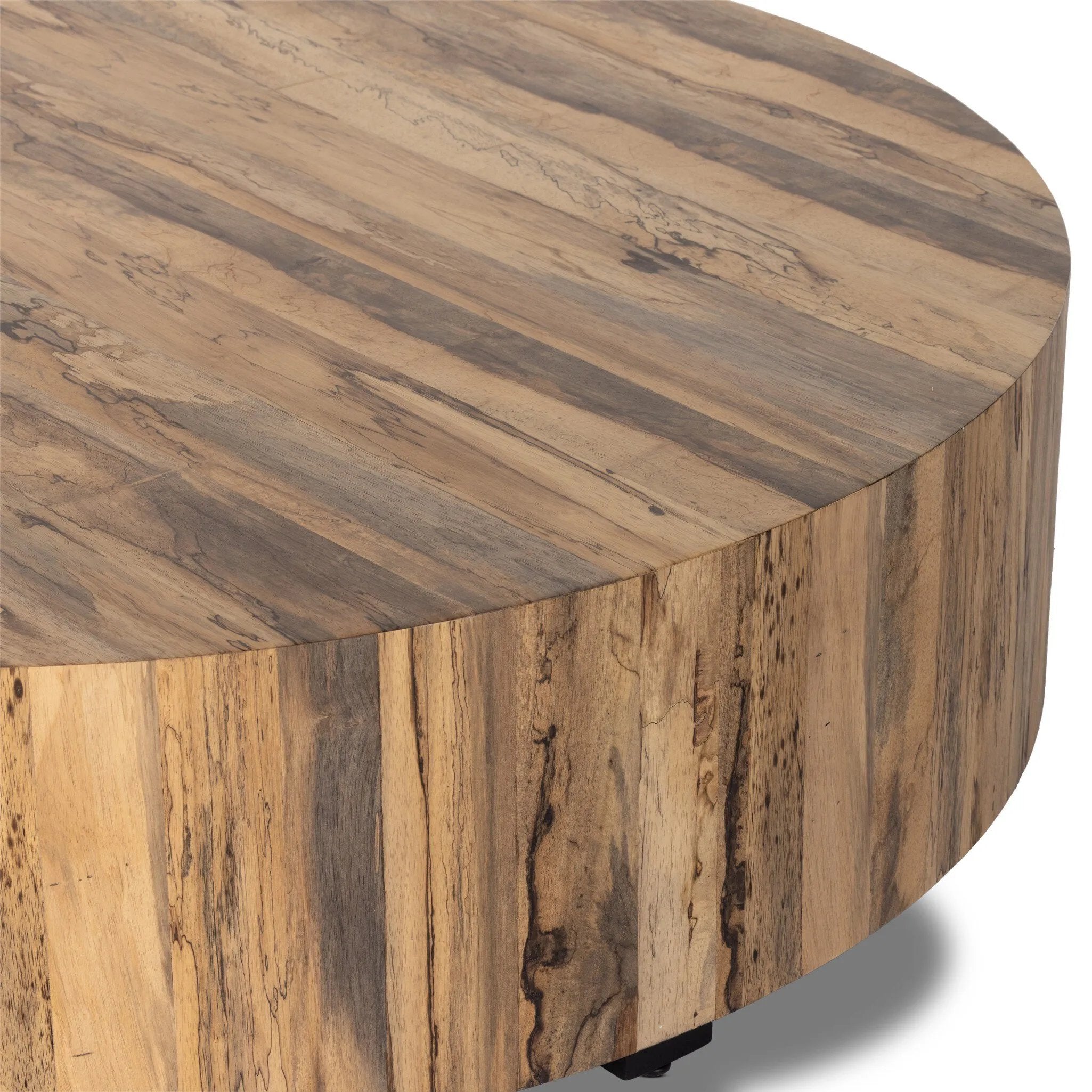 Stunning forces of nature are captured in a coffee table, as spalted primavera wood is hand-shaped into a cylindrical silhouette. Reflective of woods' natural character, a slight color variance is possible Amethyst Home provides interior design, new home construction design consulting, vintage area rugs, and lighting in the Kansas City metro area.