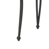 Inspired by Art Deco designs, this outdoor end table introduces a sense of movement to a classic silhouette. Graceful, flowing lines on the base pair with a white marble top for a classic black-and-white look. Cover or store inside during inclement weather and when not in use. Amethyst Home provides interior design, new home construction design consulting, vintage area rugs, and lighting in the Laguna Beach metro area.