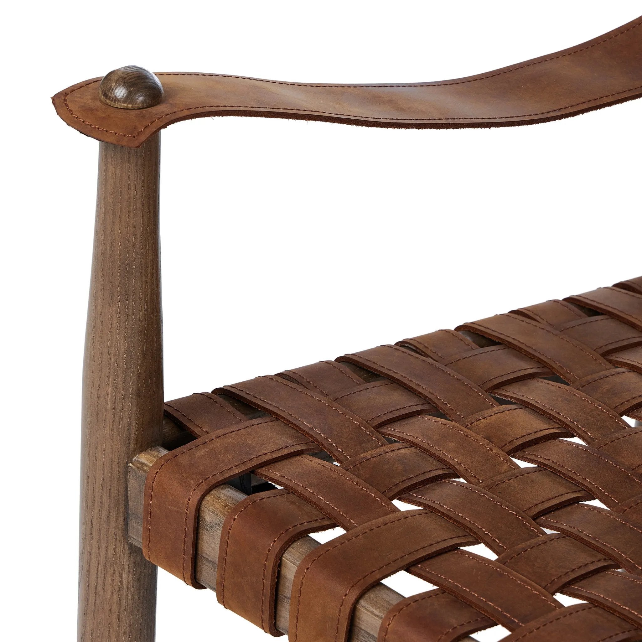 Featuring Ignacio Renault Cognac Chair by Four Hands at Amethyst Home. Reviving a vintage-inspired frame, this leather sling chair meets retro character with laid-back comfort. The tan leather sling back, shaped like a shield, adds bold style, while the woven seat provides a supportive, unique seating experience. Crafted from an ash wood frame with dowel c. Amethyst Home provides interior design, new home construction design consulting, vintage area rugs, and lighting in the Scottsdale metro area.