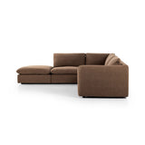 Inflated, pillow-inspired cushioning all around brings cozy comfort to the room. High-performance linen offers the best of both worlds on this plush and welcoming sectional. Amethyst Home provides interior design, new home construction design consulting, vintage area rugs, and lighting in the Dallas metro area.