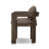 Featuring Jackson Ellor Brown Outdoor Dining Chair by Four Hands at Amethyst Home. Expertly crafted for outdoor dining, the Jackson Ellor Brown Dining Chair offers exceptional comfort and style. With its durable design, this chair is perfect for any backyard or patio. Enjoy a meal with family and friends while sitting in this sturdy and stylish dining chai. Amethyst Home provides interior design, new home construction design consulting, vintage area rugs, and lighting in the Des Moines metro area.