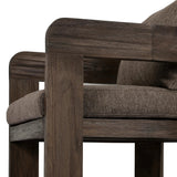 Featuring Jackson Ellor Brown Outdoor Dining Chair by Four Hands at Amethyst Home. Expertly crafted for outdoor dining, the Jackson Ellor Brown Dining Chair offers exceptional comfort and style. With its durable design, this chair is perfect for any backyard or patio. Enjoy a meal with family and friends while sitting in this sturdy and stylish dining chair. Amethyst Home provides interior design, new home construction design consulting, vintage area rugs, and lighting in the Park City metro area.