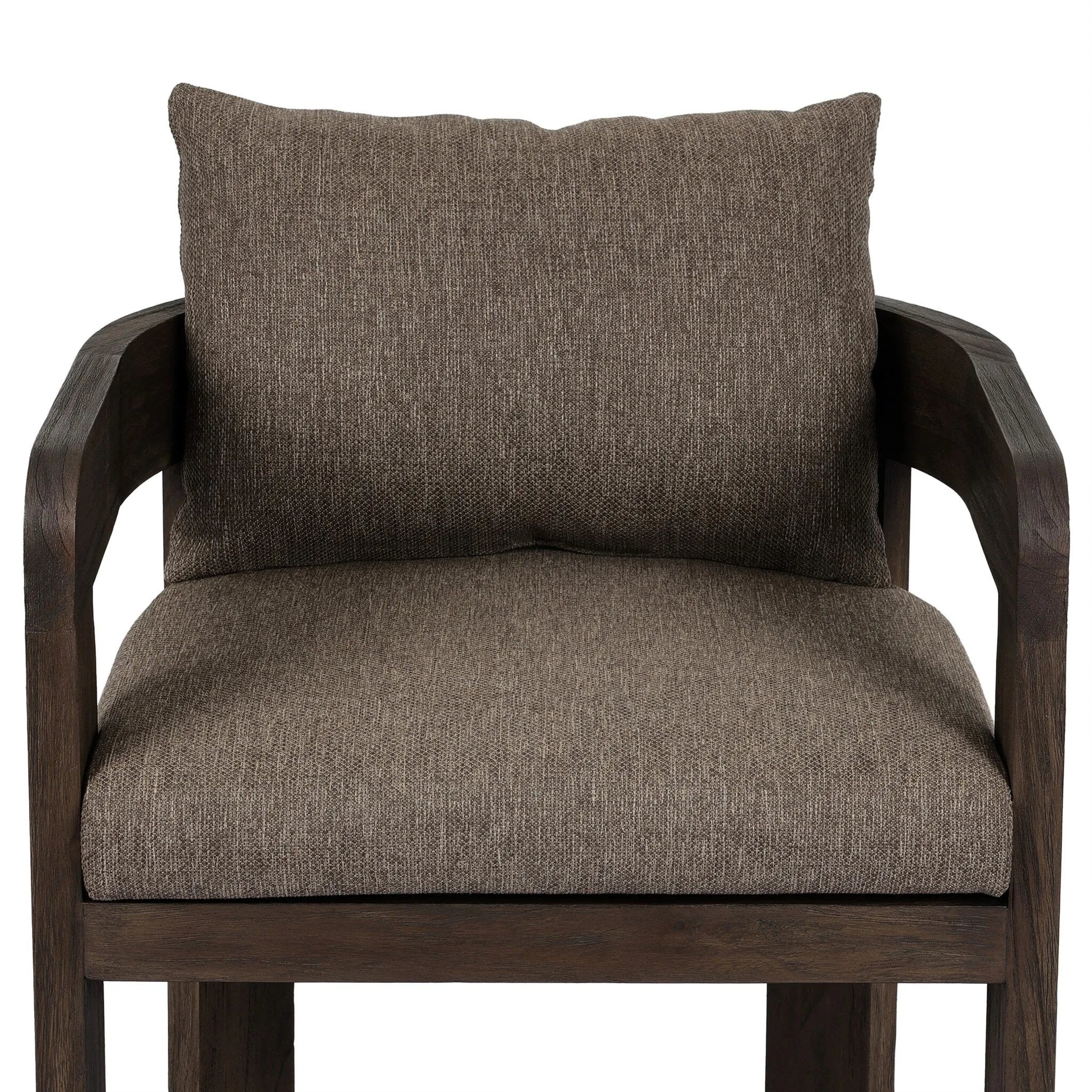 Featuring Jackson Ellor Brown Outdoor Dining Chair by Four Hands at Amethyst Home. Expertly crafted for outdoor dining, the Jackson Ellor Brown Dining Chair offers exceptional comfort and style. With its durable design, this chair is perfect for any backyard or patio. Enjoy a meal with family and friends while sitting in this sturdy and stylish dining chair. Amethyst Home provides interior design, new home construction design consulting, vintage area rugs, and lighting in the San Diego metro area.