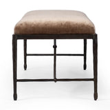 Featuring Jade Altair Mushroom Accent Bench by Four Hands at Amethyst Home. Channel Art Deco with a curved stretcher base of bronzed hammered iron and a velvety seat in a versatile earth tone. Style in the bedroom or entryway to create an extra surface, or in your living space for bonus seating.Overall Dimensions: 70.50"w x 20.50"d x 19.00"hWeight : 83.77 lb. Amethyst Home provides interior design, new home construction design consulting, vintage area rugs, and lighting in the Portland metro area.