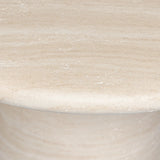 A dome-shaped pedestal base supports a rounded tabletop with bullnose edges. Made from cast concrete with a water-transfer finish which resemble natural stone Amethyst Home provides interior design, new home construction design consulting, vintage area rugs, and lighting in the Charlotte metro area.