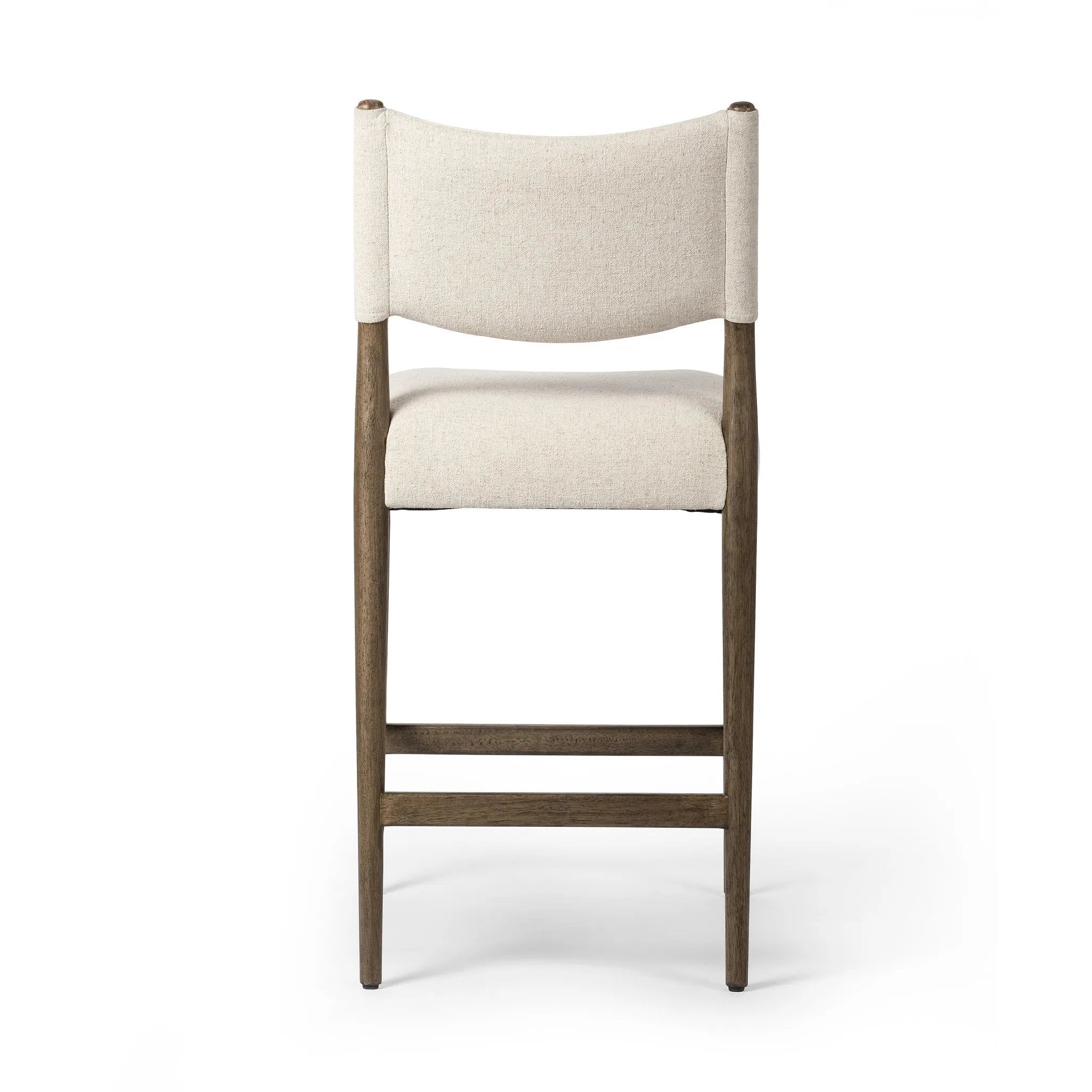 Featuring Jayla Antwerp Natural Stool by Four Hands at Amethyst Home. A midcetury-inspired piece, updated for modern times. A supportive back and seat cushion are upholstered in high-performance fabric, with walnut-finished wooden armrests prime for the head of the table. Perfectly sized for the counter. Steam regularly to keep fabric looking crisp. Perfo. Amethyst Home provides interior design, new home construction design consulting, vintage area rugs, and lighting in the Kansas City metro area.