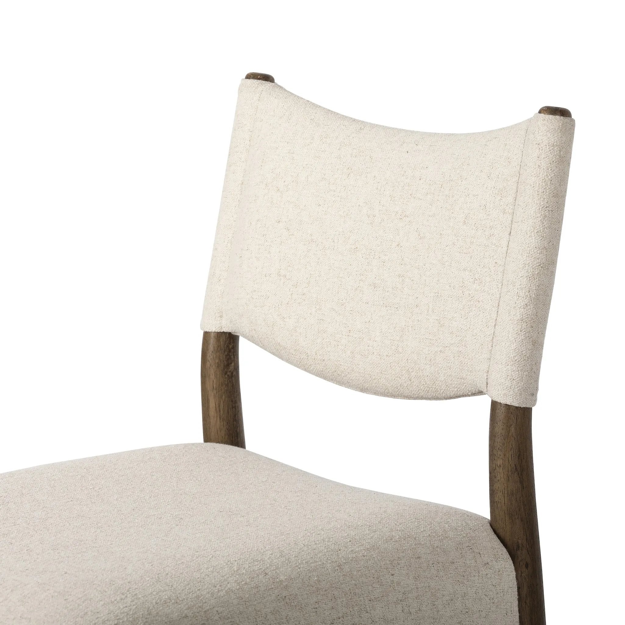 Featuring Jayla Antwerp Natural Stool by Four Hands at Amethyst Home. A midcetury-inspired piece, updated for modern times. A supportive back and seat cushion are upholstered in high-performance fabric, with walnut-finished wooden armrests prime for the head of the table. Perfectly sized for the counter. Steam regularly to keep fabric looking crisp. Performance. Amethyst Home provides interior design, new home construction design consulting, vintage area rugs, and lighting in the Miami metro area.