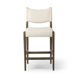Featuring Jayla Antwerp Natural Stool by Four Hands at Amethyst Home. A midcetury-inspired piece, updated for modern times. A supportive back and seat cushion are upholstered in high-performance fabric, with walnut-finished wooden armrests prime for the head of the table. Perfectly sized for the counter. Steam regularly to keep fabric looking crisp. Performan. Amethyst Home provides interior design, new home construction design consulting, vintage area rugs, and lighting in the Seattle metro area.