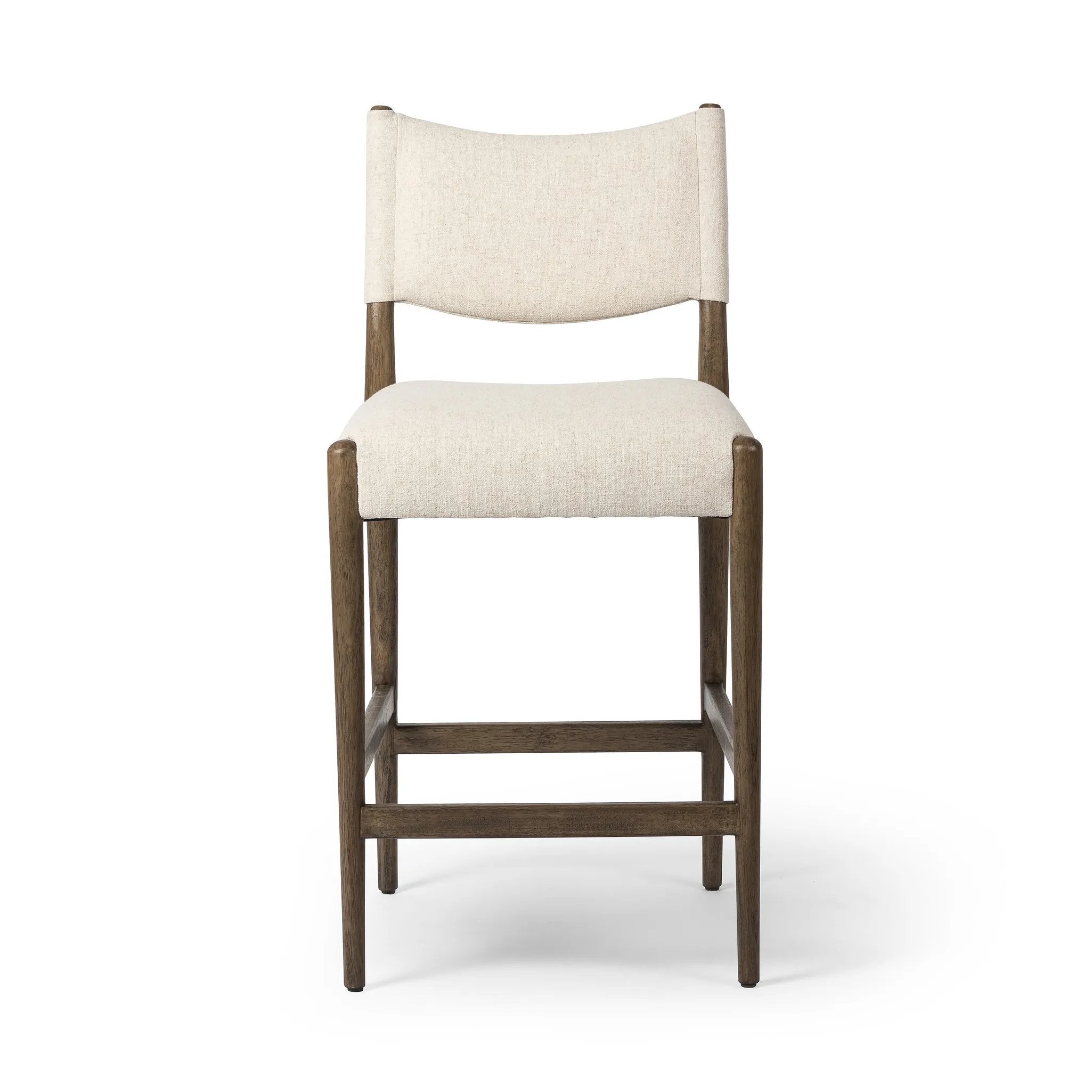 Featuring Jayla Antwerp Natural Stool by Four Hands at Amethyst Home. A midcetury-inspired piece, updated for modern times. A supportive back and seat cushion are upholstered in high-performance fabric, with walnut-finished wooden armrests prime for the head of the table. Perfectly sized for the counter. Steam regularly to keep fabric looking crisp. Performan. Amethyst Home provides interior design, new home construction design consulting, vintage area rugs, and lighting in the Seattle metro area.