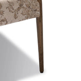 A midcentury-inspired piece brought to modern times. A supportive, sling-style back and seat cushion are upholstered in a soft, velvety fabric, with toasted oak armless framing Amethyst Home provides interior design, new home construction design consulting, vintage area rugs, and lighting in the Los Angeles metro area.