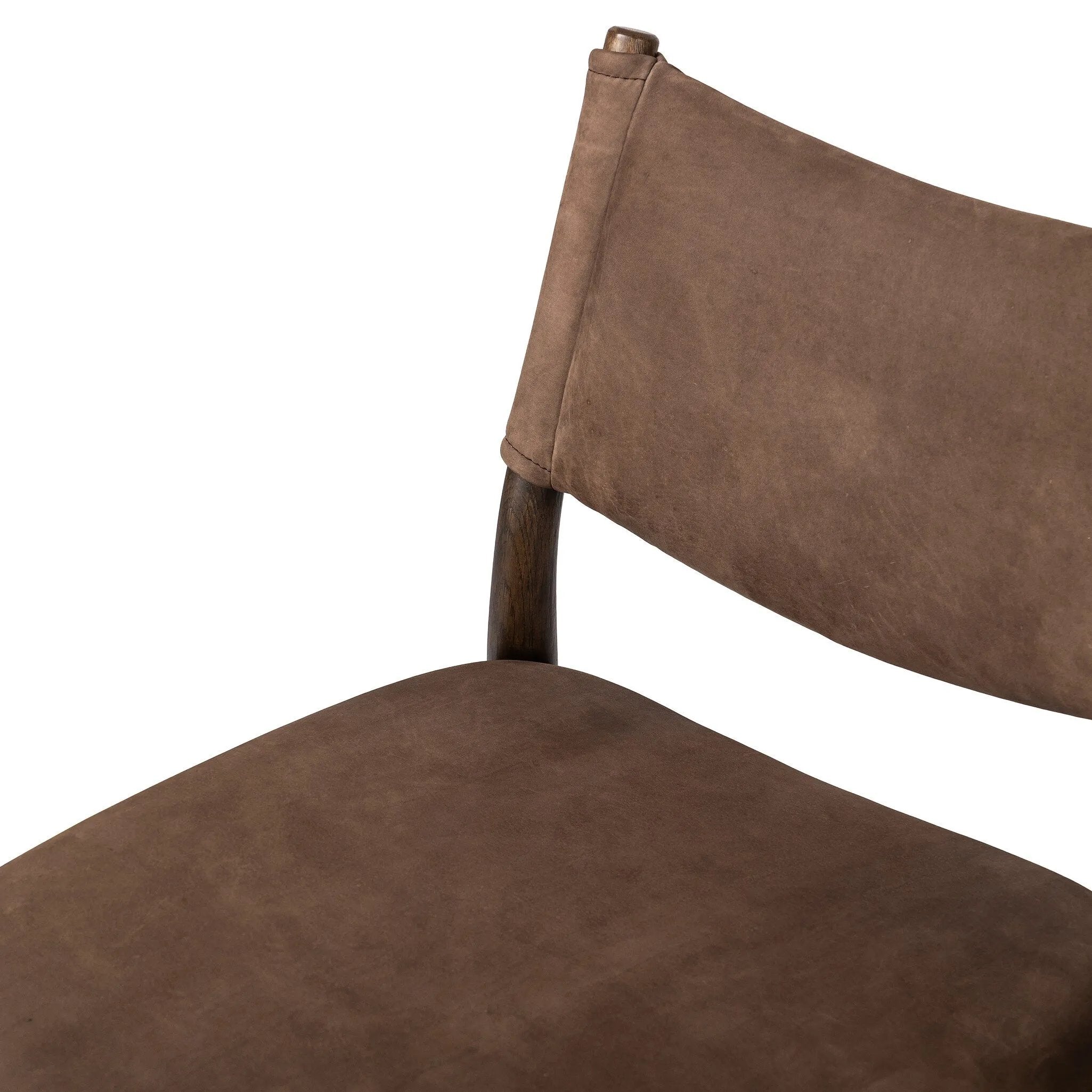 A midcentury-inspired piece brought to modern times. A supportive, sling-style back and seat cushion are upholstered in a soft, velvety fabric, with toasted oak armless framing Amethyst Home provides interior design, new home construction design consulting, vintage area rugs, and lighting in the Calabasas metro area.
