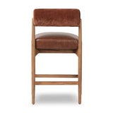 Featuring Jazelle Altair Sienna Counter Stool by Four Hands at Amethyst Home. The classic counter stool gets a playful update with a bolstered cylinder seat back. Made from top-grain leather and warm-finished oak to elevate your bar, kitchen or dining space. Overall Dimensions: 22.25"w x 25.75"d x 36.50"h. Amethyst Home provides interior design, new home construction design consulting, vintage area rugs, and lighting in the Charlotte metro area.