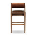 The classic counter stool gets a playful update with a bolstered cylinder seat back. Made from top-grain leather, velvet-like upholstery and warm-finished oak to elevate your bar, kitchen or dining space Amethyst Home provides interior design, new home construction design consulting, vintage area rugs, and lighting in the Monterey metro area.