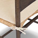 Featuring Jovan Savile Flax Dining Chair With Cushion by Four Hands at Amethyst Home. A seamless addition to your dining collection, a slim-profile dining chair pairs a woven banana leaf seat with a solid oak frame featuring a bentwood back. A tie-fasten seat cushion of high-performance fabric completes the look. Performance fabrics are specially created t. Amethyst Home provides interior design, new home construction design consulting, vintage area rugs, and lighting in the Alpharetta metro area.
