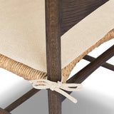 Featuring Jovan Savile Flax Dining Chair With Cushion by Four Hands at Amethyst Home. A seamless addition to your dining collection, a slim-profile dining chair pairs a woven banana leaf seat with a solid oak frame featuring a bentwood back. A tie-fasten seat cushion of high-performance fabric completes the look. Performance fabrics are specially created t. Amethyst Home provides interior design, new home construction design consulting, vintage area rugs, and lighting in the Alpharetta metro area.