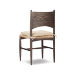 Featuring Jovan Savile Flax Dining Chair With Cushion by Four Hands at Amethyst Home. A seamless addition to your dining collection, a slim-profile dining chair pairs a woven banana leaf seat with a solid oak frame featuring a bentwood back. A tie-fasten seat cushion of high-performance fabric completes the look. Performance fabrics are specially created to. Amethyst Home provides interior design, new home construction design consulting, vintage area rugs, and lighting in the Nashville metro area.