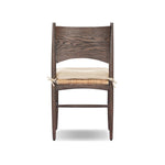 Featuring Jovan Savile Flax Dining Chair With Cushion by Four Hands at Amethyst Home. A seamless addition to your dining collection, a slim-profile dining chair pairs a woven banana leaf seat with a solid oak frame featuring a bentwood back. A tie-fasten seat cushion of high-performance fabric completes the look. Performance fabrics are specially created to wit. Amethyst Home provides interior design, new home construction design consulting, vintage area rugs, and lighting in the Omaha metro area.