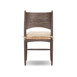 Featuring Jovan Savile Flax Dining Chair With Cushion by Four Hands at Amethyst Home. A seamless addition to your dining collection, a slim-profile dining chair pairs a woven banana leaf seat with a solid oak frame featuring a bentwood back. A tie-fasten seat cushion of high-performance fabric completes the look. Performance fabrics are specially created to wit. Amethyst Home provides interior design, new home construction design consulting, vintage area rugs, and lighting in the Omaha metro area.