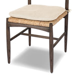 Featuring Jovan Savile Flax Dining Chair With Cushion by Four Hands at Amethyst Home. A seamless addition to your dining collection, a slim-profile dining chair pairs a woven banana leaf seat with a solid oak frame featuring a bentwood back. A tie-fasten seat cushion of high-performance fabric completes the look. Performance fabrics are specially created to . Amethyst Home provides interior design, new home construction design consulting, vintage area rugs, and lighting in the Portland metro area.