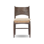 Featuring Jovan Savile Flax Dining Chair With Cushion by Four Hands at Amethyst Home. A seamless addition to your dining collection, a slim-profile dining chair pairs a woven banana leaf seat with a solid oak frame featuring a bentwood back. A tie-fasten seat cushion of high-performance fabric completes the look. Performance fabrics are specially created t. Amethyst Home provides interior design, new home construction design consulting, vintage area rugs, and lighting in the Scottsdale metro area.