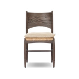 Featuring Jovan Savile Flax Dining Chair With Cushion by Four Hands at Amethyst Home. A seamless addition to your dining collection, a slim-profile dining chair pairs a woven banana leaf seat with a solid oak frame featuring a bentwood back. A tie-fasten seat cushion of high-performance fabric completes the look. Performance fabrics are specially created t. Amethyst Home provides interior design, new home construction design consulting, vintage area rugs, and lighting in the Scottsdale metro area.