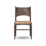 A seamless addition to your dining collection, a slim-profile dining chair pairs a woven banana leaf seat with a solid oak frame featuring a bentwood back Amethyst Home provides interior design, new home construction design consulting, vintage area rugs, and lighting in the Alpharetta metro area.