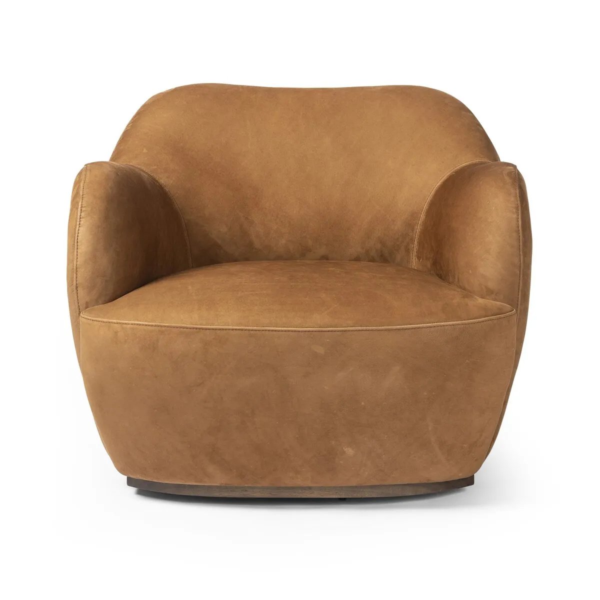 Russell Nubuck Suede Cognac Swivel Chair | ready to ship!