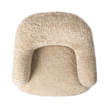 With a supple pile that's soft to the touch, taupe shearling upholstery pairs with an S-spring seat and enveloped frame for an inviting look and feel on this 360-degree swivel chair Amethyst Home provides interior design, new home construction design consulting, vintage area rugs, and lighting in the Des Moines metro area.