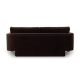 Float-style this unique sofa in a room to show off design details like sleek lines and rear cutouts. Designed with S spring construction, foam and fiber seat cushioning and loose feather-blend back cushions. Upholstered in a soft, velvety cotton. Amethyst Home provides interior design, new home construction design consulting, vintage area rugs, and lighting in the Kansas City metro area.