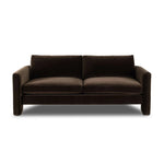 Float-style this unique sofa in a room to show off design details like sleek lines and rear cutouts. Designed with S spring construction, foam and fiber seat cushioning and loose feather-blend back cushions. Upholstered in a soft, velvety cotton. Amethyst Home provides interior design, new home construction design consulting, vintage area rugs, and lighting in the Laguna Beach metro area.