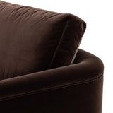 Float-style this unique sofa in a room to show off design details like sleek lines and rear cutouts. Designed with S spring construction, foam and fiber seat cushioning and loose feather-blend back cushions. Upholstered in a soft, velvety cotton. Amethyst Home provides interior design, new home construction design consulting, vintage area rugs, and lighting in the Monterey metro area.