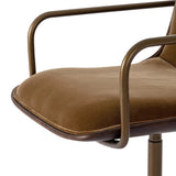 Our mixed material take on the midcentury molded ply chair. Plush ochre velvet seating pairs with a wooden back of rich brown burl and burnished brass arms that wrap under the seat and behind the back, for a continuous, flowing feel. This design-forward material mix creates a tonal and textural contrast that feels both found and fresh. Amethyst Home provides interior design, new home construction design consulting, vintage area rugs, and lighting in the Park City metro area.