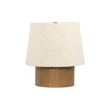 Featuring Kenoa Light Smoked Oak Veneer Table Lamp by Four Hands at Amethyst Home. Dramatic proportions and soft texture define this unique table lamp. Light, smoked oak shapes a cylinder base for an overscaled boucle shade, bringing a playful, monochromatic look to any space. Overall Dimensions: 15.50"w x 15.50"d x 17.00"h. Amethyst Home provides interior design, new home construction design consulting, vintage area rugs, and lighting in the Los Angeles metro area.