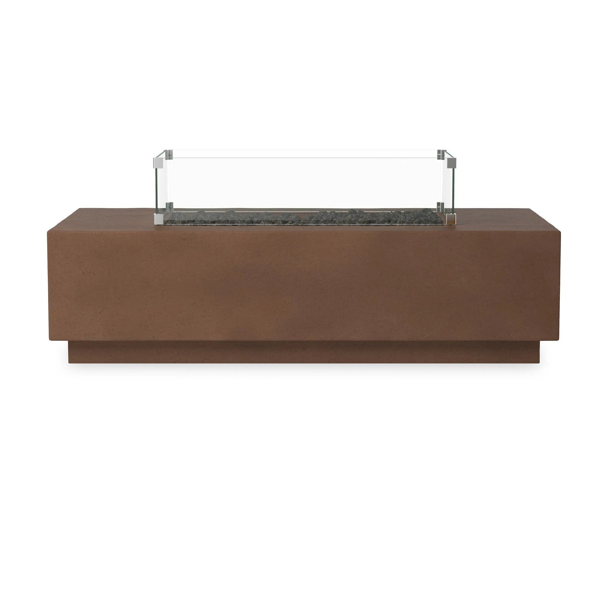 Designed for use in residential and hospitality spaces, this tempered glass wind guard kit is designed to fit the outline shape of the Kenton Outdoor Fire Table. It protects the fire from waning in the wind. Refer to included assembly instructions for correct installation. Amethyst Home provides interior design, new home construction design consulting, vintage area rugs, and lighting in the Newport Beach metro area.