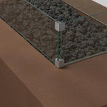 Designed for use in residential and hospitality spaces, this tempered glass wind guard kit is designed to fit the outline shape of the Kenton Outdoor Fire Table. It protects the fire from waning in the wind. Refer to included assembly instructions for correct installation. Amethyst Home provides interior design, new home construction design consulting, vintage area rugs, and lighting in the Omaha metro area.