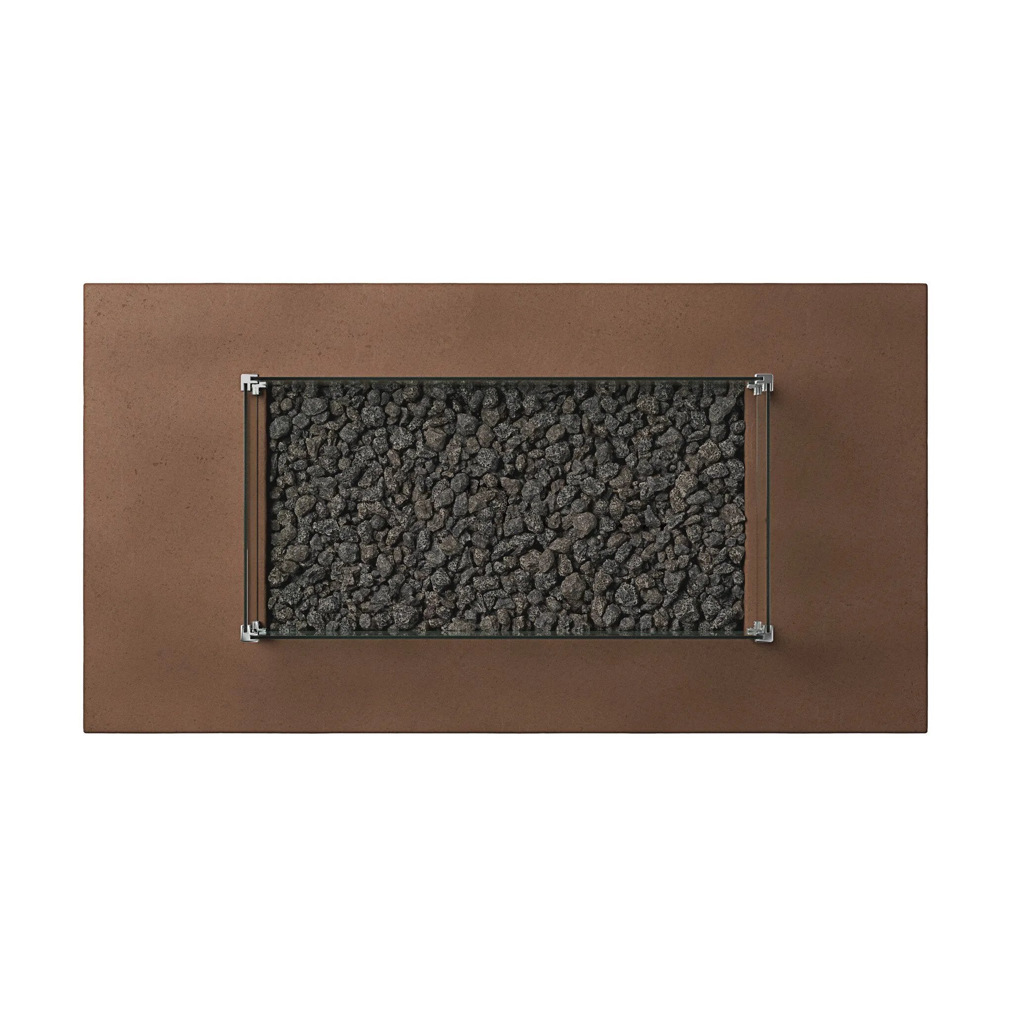Designed for use in residential and hospitality spaces, this tempered glass wind guard kit is designed to fit the outline shape of the Kenton Outdoor Fire Table. It protects the fire from waning in the wind. Refer to included assembly instructions for correct installation. Amethyst Home provides interior design, new home construction design consulting, vintage area rugs, and lighting in the Park City metro area.