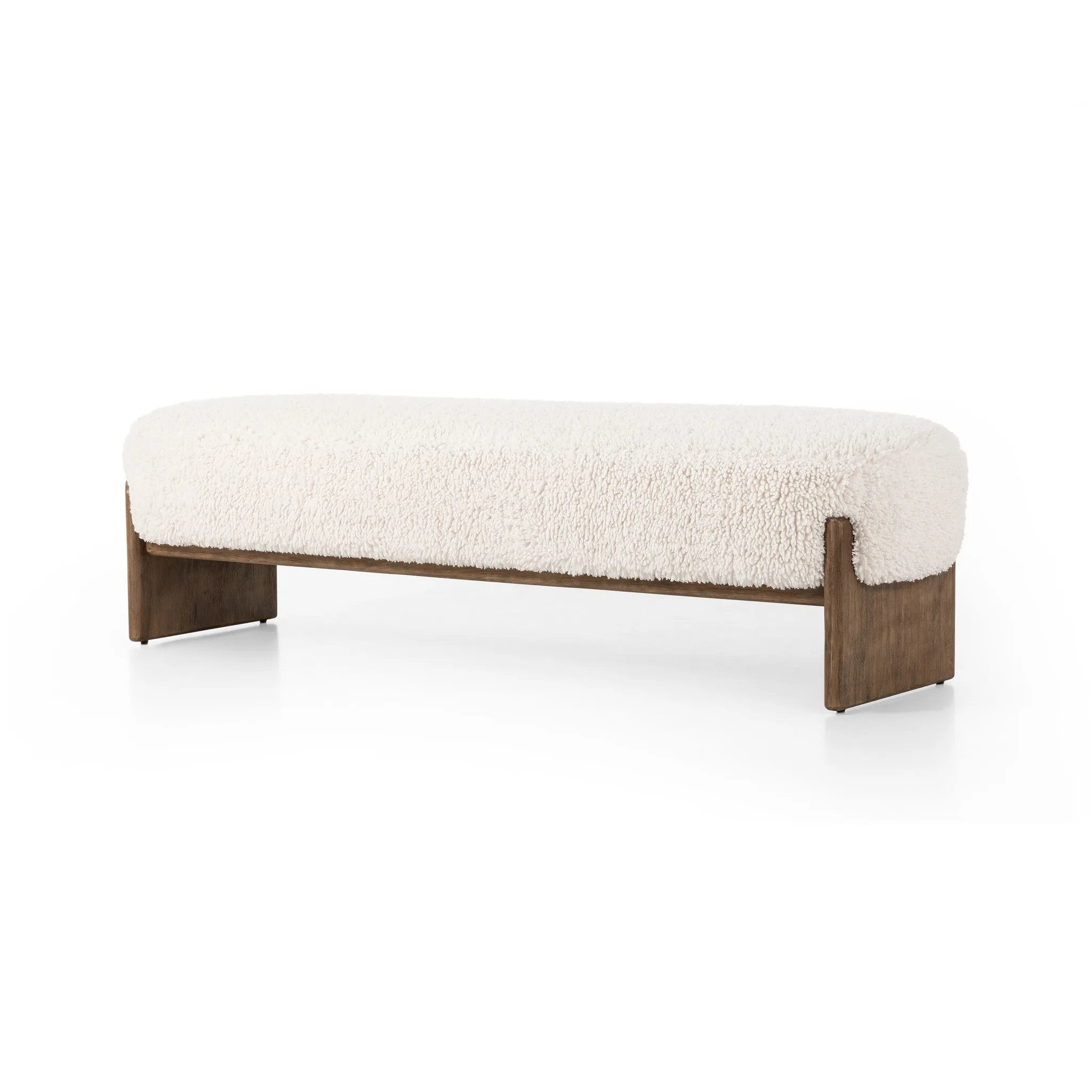 Style this modern accent bench just about anywhere. A cradle base of wire-brushed parawood supports heavily textured upholstered seating Amethyst Home provides interior design, new home construction design consulting, vintage area rugs, and lighting in the Laguna Beach metro area.