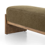 Featuring Kirby Sutton Olive Accent Bench by Four Hands at Amethyst Home. Style this modern accent bench just about anywhere. A cradle base of wire-brushed parawood supports heavily textured upholstered seating.Overall Dimensions: 75.50"w x 20.50"d x 20.50"hWeight : 67.24 lbsMaterials: 100% Polyester, Solid Parawood, Poplar Plywood. Amethyst Home provides interior design, new home construction design consulting, vintage area rugs, and lighting in the Charlotte metro area.