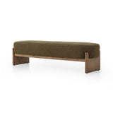 Featuring Kirby Sutton Olive Accent Bench by Four Hands at Amethyst Home. Style this modern accent bench just about anywhere. A cradle base of wire-brushed parawood supports heavily textured upholstered seating.Overall Dimensions: 75.50"w x 20.50"d x 20.50"hWeight : 67.24 lbsMaterials: 100% Polyester, Solid Parawood, Poplar Plywood. Amethyst Home provides interior design, new home construction design consulting, vintage area rugs, and lighting in the Laguna Beach metro area.
