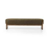 Featuring Kirby Sutton Olive Accent Bench by Four Hands at Amethyst Home. Style this modern accent bench just about anywhere. A cradle base of wire-brushed parawood supports heavily textured upholstered seating.Overall Dimensions: 75.50"w x 20.50"d x 20.50"hWeight : 67.24 lbsMaterials: 100% Polyester, Solid Parawood, Poplar Plywood. Amethyst Home provides interior design, new home construction design consulting, vintage area rugs, and lighting in the Seattle metro area.