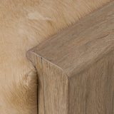 Make your space stand out with a unique accent bench of solid oak and hair on hide. Reflective of hides' one-of-a-kind nature, a variance in coloring, pattern and hair length is to be expected Amethyst Home provides interior design, new home construction design consulting, vintage area rugs, and lighting in the Kansas City metro area.
