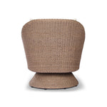 Featuring Koe Ellor Beige Outdoor Chair by Four Hands at Amethyst Home. Bring texture outside. Inspired by the classic tulip shape, this outdoor swivel chair features a sculptural, woven faux hyacinth frame and a deep seat and loose back cushion in 100% olefin, known for its UV-resistant, water-repellent and quick-drying abilities. Cover or store indoors dur. Amethyst Home provides interior design, new home construction design consulting, vintage area rugs, and lighting in the Portland metro area.