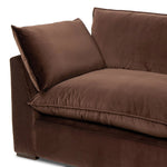 Designed to mimic the casual comfort of a feather duvet, slightly flared arms frame feather-blend cushioning upholstered in a cocoa-colored cotton, for a relaxed look and sink-in feel. Fluff cushions regularly to maintain appearance Amethyst Home provides interior design, new home construction design consulting, vintage area rugs, and lighting in the Kansas City metro area.